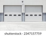 Small photo of Roll up gates of the huge warehouse (hangar)