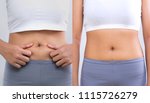 Small photo of amateurish before and after photo loss of female body.