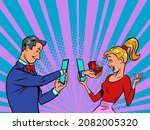 virtual date  smartphone... | Shutterstock .eps vector #2082005320