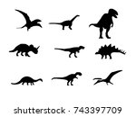 dinosaurs silhouette vector... | Shutterstock .eps vector #743397709