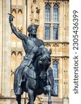 Small photo of London, UK 12 April 2023- Statue of Richard I of England