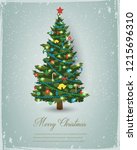 christmas tree with decorations ... | Shutterstock .eps vector #1215696310