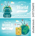 travel composition with famous... | Shutterstock .eps vector #1457156693