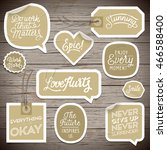 stickers on rustic wood... | Shutterstock .eps vector #466588400