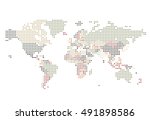 dotted world map of square dots ... | Shutterstock . vector #491898586