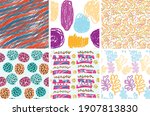 seamless pattern set with rough ... | Shutterstock .eps vector #1907813830