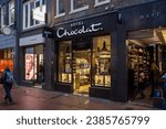 Small photo of Amsterdam, the Netherlands. 22 June 2019. Hotel Chocolat store front. Hotel Chocolat is a British chocolate manufacturer and cocoa grower. The company produces and distributes chocolate products