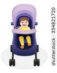 happy face baby on stroller | Shutterstock .eps vector #354821720
