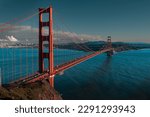 Small photo of San Francisco, CA |United States - 24th February 2023: Amazing view of Golden Gate Bridge which connects San Fransisco Bay and the Pacific Ocean.