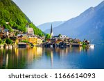 Sunrise at Hallstatt village in Austria. Popular and the most visited place for tourists.