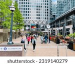 Small photo of London, UK. May 29, 2023. The Six Public Clocks at Reuters Plaza in Canary Wharf, London.