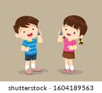 boy and girl talking on the... | Shutterstock .eps vector #1604189563