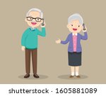 grandfather and grandmother... | Shutterstock .eps vector #1605881089