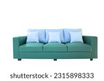 green Bubble sofa and pillow transparent white background. PNG image