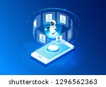 isometric chat bot helper for... | Shutterstock .eps vector #1296562363