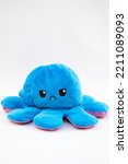Small photo of A plushy octopus with two diffrent sides.