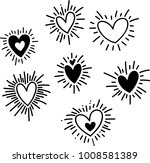 set of heart with ray doodles | Shutterstock .eps vector #1008581389
