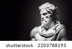 3D illustration of a Renaissance marble statue of Hades. He is the king of the underworld, God of the dead and riches, Hades in Greek mythology, known as Pluto in Roman mythology.