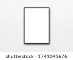 black picture frame hanging on... | Shutterstock . vector #1741045676