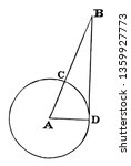 Small photo of An image showing a circle with blotter. A secant is a line that cuts a figure in any way, vintage line drawing or engraving illustration.