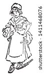 a woman in long dress  vintage... | Shutterstock .eps vector #1411468076