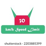 30 kmh speed limit sign label...