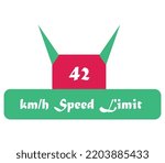 42 kmh speed limit sign label...