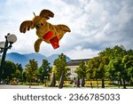 Stuffed reindeer flying in Bad Ischl, Upper Austria