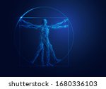 polygonal wireframe vitruvian... | Shutterstock .eps vector #1680336103