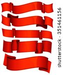 collection of 5 red ribbon.... | Shutterstock .eps vector #351461156