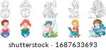 cartoon kids. clipart set for... | Shutterstock .eps vector #1687633693