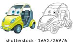 cute mini car with emoji face.... | Shutterstock .eps vector #1692726976