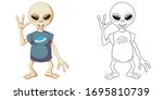 cute ufo alien. coloring page... | Shutterstock .eps vector #1695810739