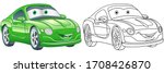 cartoon green car. coloring... | Shutterstock .eps vector #1708426870