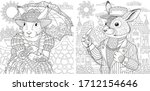 Two Coloring Pages With Animals ...