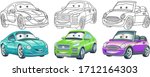 cute cartoon cars. coloring and ... | Shutterstock .eps vector #1712164303