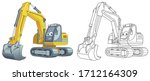 cute excavator. coloring page... | Shutterstock .eps vector #1712164309
