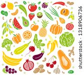 trendy hand drawn healthy food. ... | Shutterstock .eps vector #1318906736