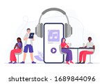 podcasting. multicultural team... | Shutterstock .eps vector #1689844096