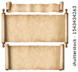 Old Paper Scrolls Set Isolated...