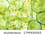 A Sliced Cucumber Close Up  ...
