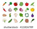 vegetable and fruits hand drawn ... | Shutterstock .eps vector #411826789