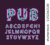 neon uppercase alphabet made of ... | Shutterstock .eps vector #1152262130