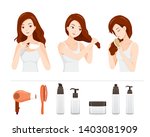 set of young woman care and... | Shutterstock .eps vector #1403081909