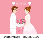 bride and groom in wedding... | Shutterstock .eps vector #1893872629