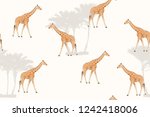 giraffe cartoon style realistic ... | Shutterstock .eps vector #1242418006
