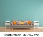 Green Mint Wall With Sofa  ...