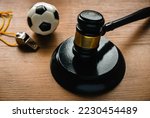 Small photo of Law and soccer sport.Football coach accused. Concussion lawsuit.