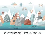 cute seamless landscape pattern ... | Shutterstock .eps vector #1950075409