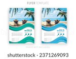 Small photo of Travel Vacation Tour Agency Flyer Template Design. Holiday, Summer travel and tourism flyer or poster template design. Business Brochure, Template or Flyer design for Tour and Travel Business concept.